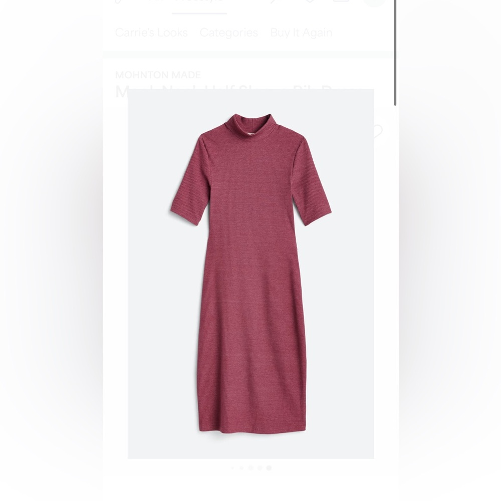 Mock Neck Half Sleeve Rib Dress